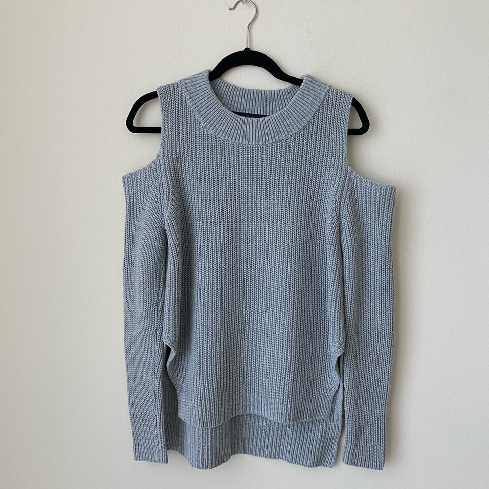 Women's Gray Luxurious Cold Shoulder Sweater